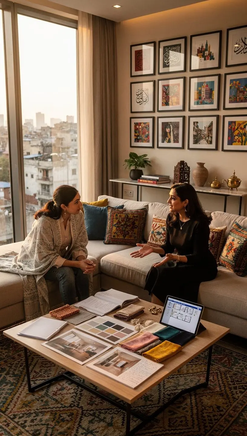 جدید ڈیزائن کے ساتھ ایک کمرہ اور کھڑکی کا منظر